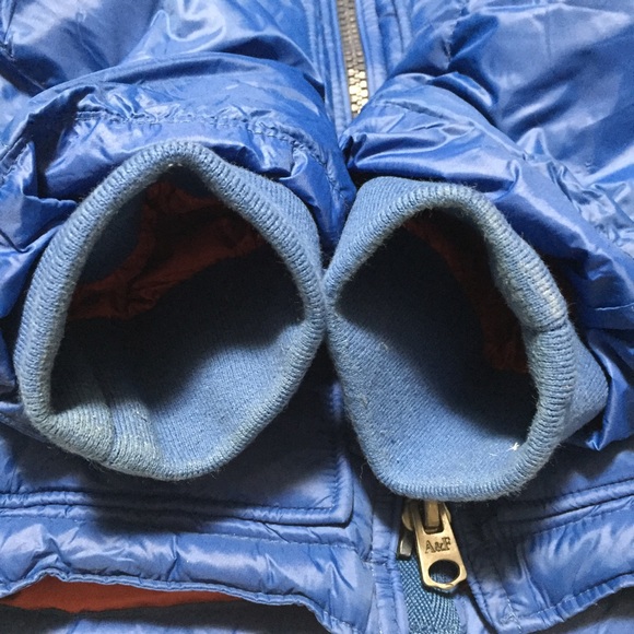 Abercrombie & Fitch Hooded Down Puffer Jacket Men’s S Blue Full Zip Pockets - Picture 8 of 12